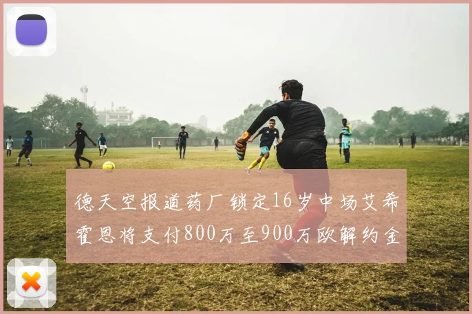 德天空报道药厂锁定16岁中场艾希霍恩将支付800万至900万欧解约金